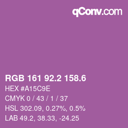 カラーコード: RGB 161 92.2 158.6 | qconv.com
