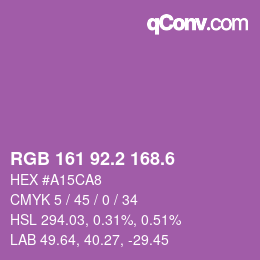 カラーコード: RGB 161 92.2 168.6 | qconv.com