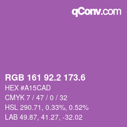 カラーコード: RGB 161 92.2 173.6 | qconv.com