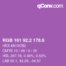 カラーコード: RGB 161 92.2 178.6 | qconv.com
