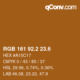 カラーコード: RGB 161 92.2 23.6 | qconv.com