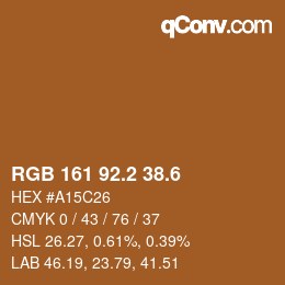 カラーコード: RGB 161 92.2 38.6 | qconv.com