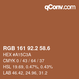 カラーコード: RGB 161 92.2 58.6 | qconv.com
