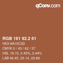 カラーコード: RGB 161 92.2 61 | qconv.com