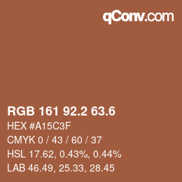 カラーコード: RGB 161 92.2 63.6 | qconv.com