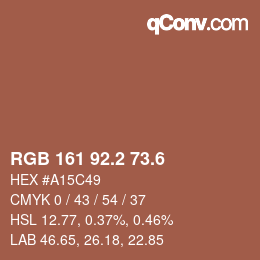 カラーコード: RGB 161 92.2 73.6 | qconv.com