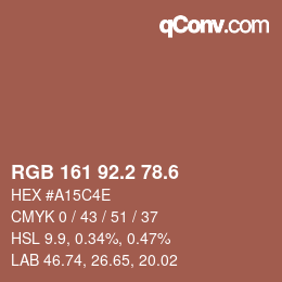 カラーコード: RGB 161 92.2 78.6 | qconv.com