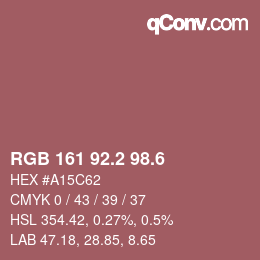 カラーコード: RGB 161 92.2 98.6 | qconv.com