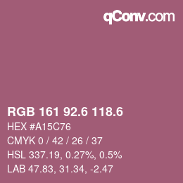 カラーコード: RGB 161 92.6 118.6 | qconv.com