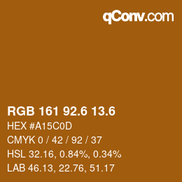 カラーコード: RGB 161 92.6 13.6 | qconv.com