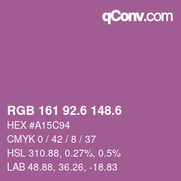 カラーコード: RGB 161 92.6 148.6 | qconv.com