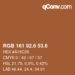カラーコード: RGB 161 92.6 53.6 | qconv.com