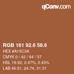 カラーコード: RGB 161 92.6 58.6 | qconv.com