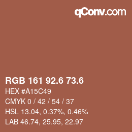 カラーコード: RGB 161 92.6 73.6 | qconv.com