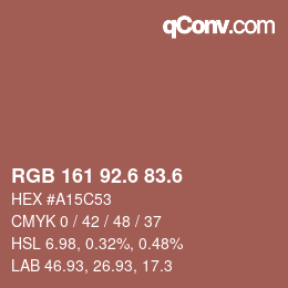 カラーコード: RGB 161 92.6 83.6 | qconv.com