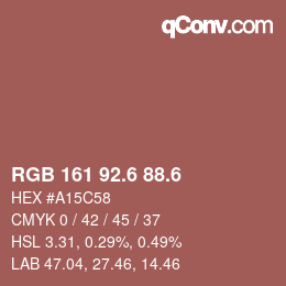 カラーコード: RGB 161 92.6 88.6 | qconv.com