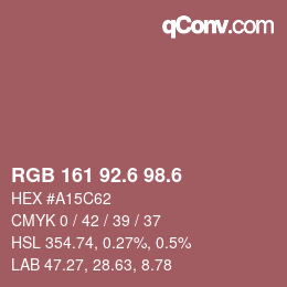 カラーコード: RGB 161 92.6 98.6 | qconv.com