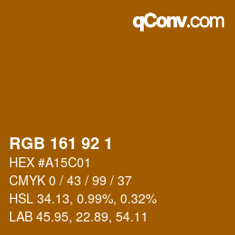 Color code: RGB 161 92 1 | qconv.com