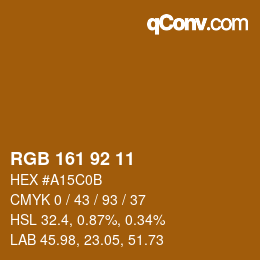 カラーコード: RGB 161 92 11 | qconv.com