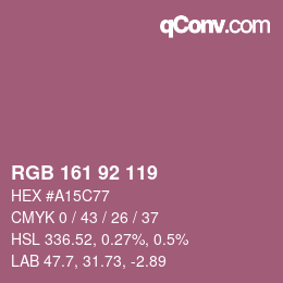 カラーコード: RGB 161 92 119 | qconv.com