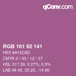 カラーコード: RGB 161 92 141 | qconv.com
