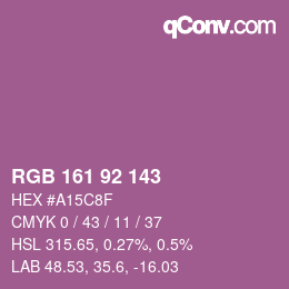 カラーコード: RGB 161 92 143 | qconv.com