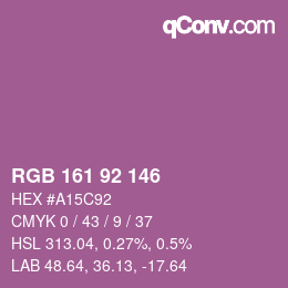 カラーコード: RGB 161 92 146 | qconv.com