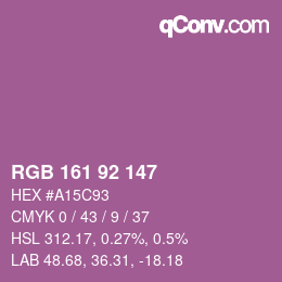 カラーコード: RGB 161 92 147 | qconv.com
