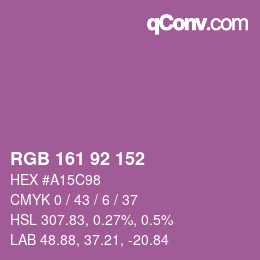 カラーコード: RGB 161 92 152 | qconv.com