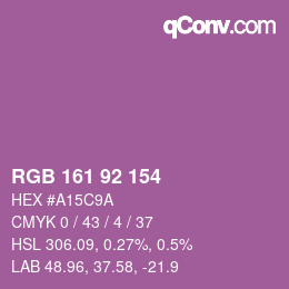 カラーコード: RGB 161 92 154 | qconv.com