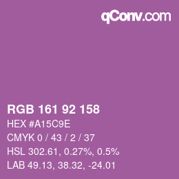 カラーコード: RGB 161 92 158 | qconv.com