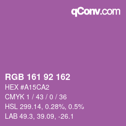 カラーコード: RGB 161 92 162 | qconv.com