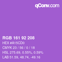 カラーコード: RGB 161 92 208 | qconv.com
