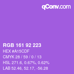カラーコード: RGB 161 92 223 | qconv.com
