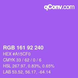 颜色代码: RGB 161 92 240 | qconv.com
