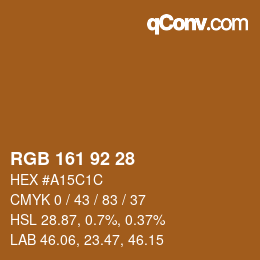 颜色代码: RGB 161 92 28 | qconv.com