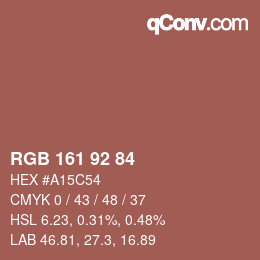 颜色代码: RGB 161 92 84 | qconv.com