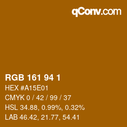 カラーコード: RGB 161 94 1 | qconv.com