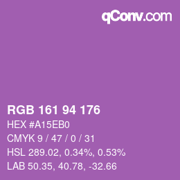 Color code: RGB 161 94 176 | qconv.com
