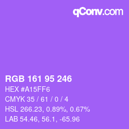 Color code: RGB 161 95 246 | qconv.com