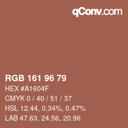 Farbcode: RGB 161 96 79 | qconv.com