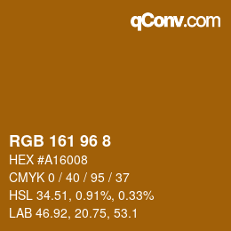 カラーコード: RGB 161 96 8 | qconv.com