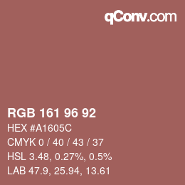 カラーコード: RGB 161 96 92 | qconv.com