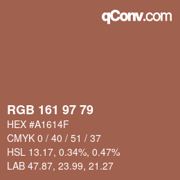 颜色代码: RGB 161 97 79 | qconv.com