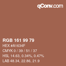 Farbcode: RGB 161 99 79 | qconv.com
