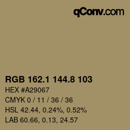 Farbcode: RGB 162.1 144.8 103 | qconv.com