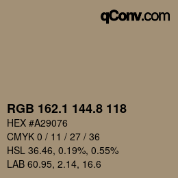 Color code: RGB 162.1 144.8 118 | qconv.com