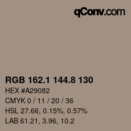 Color code: RGB 162.1 144.8 130 | qconv.com