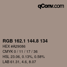Color code: RGB 162.1 144.8 134 | qconv.com