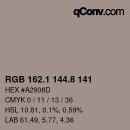 Color code: RGB 162.1 144.8 141 | qconv.com